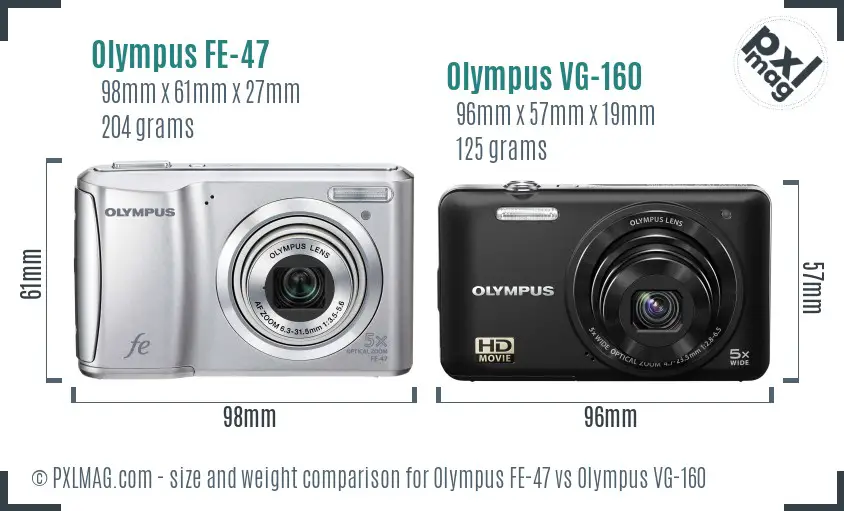 Olympus FE-47 vs Olympus VG-160 size comparison