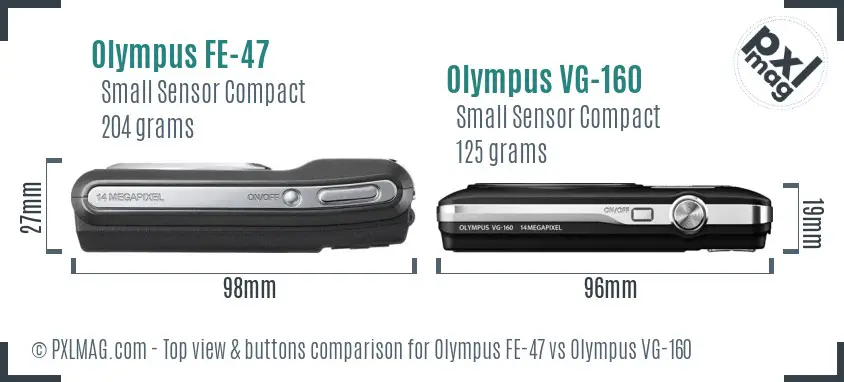 Olympus FE-47 vs Olympus VG-160 top view buttons comparison