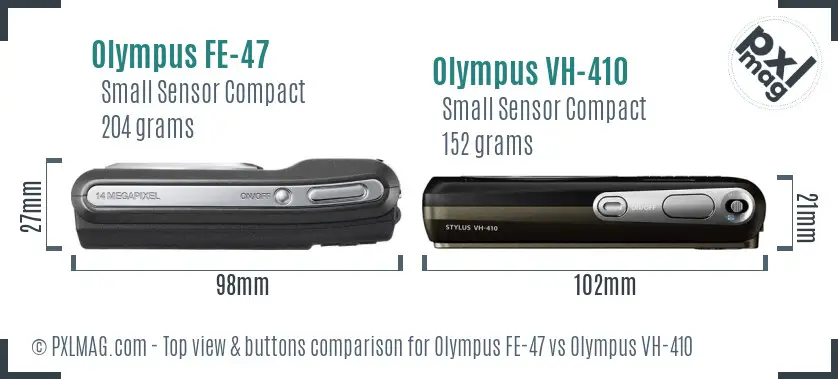 Olympus FE-47 vs Olympus VH-410 top view buttons comparison