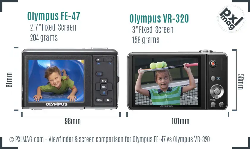 Olympus FE-47 vs Olympus VR-320 Screen and Viewfinder comparison