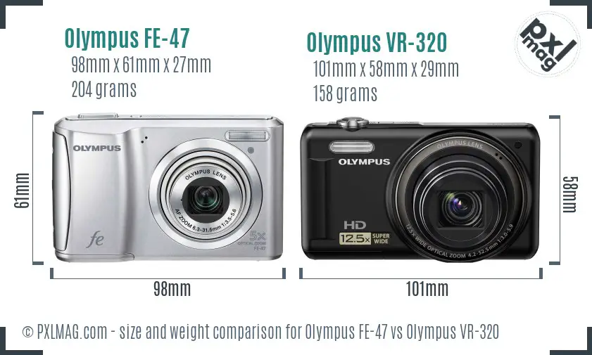 Olympus FE-47 vs Olympus VR-320 size comparison