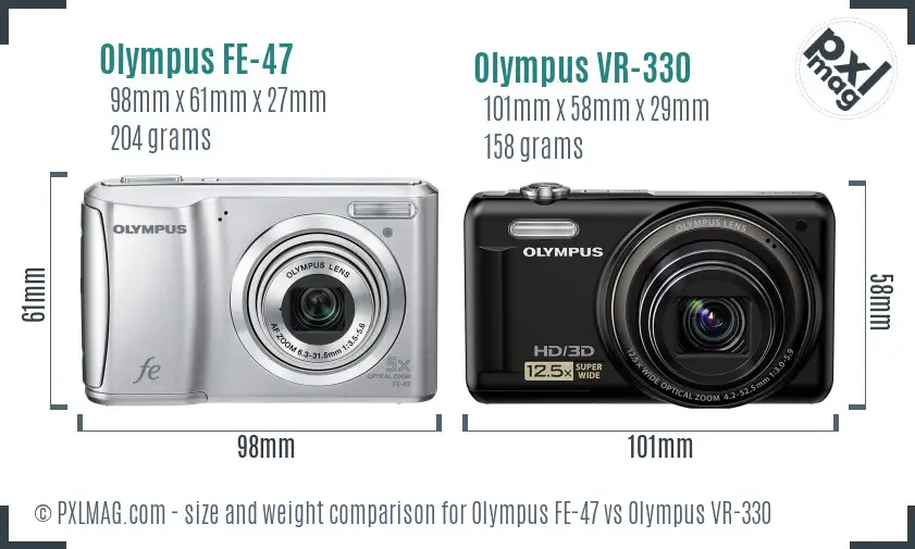 Olympus FE-47 vs Olympus VR-330 size comparison