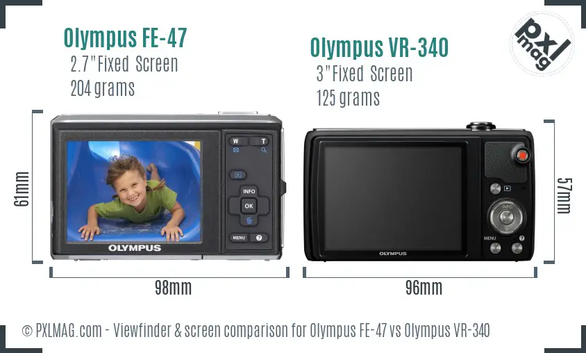 Olympus FE-47 vs Olympus VR-340 Screen and Viewfinder comparison