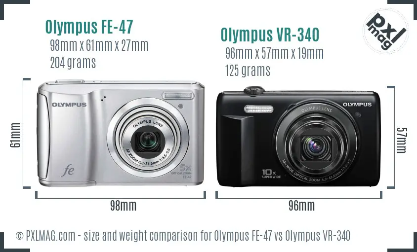Olympus FE-47 vs Olympus VR-340 size comparison