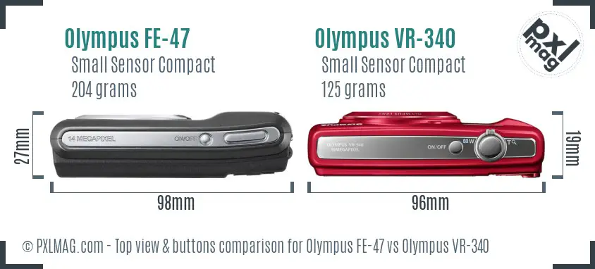 Olympus FE-47 vs Olympus VR-340 top view buttons comparison