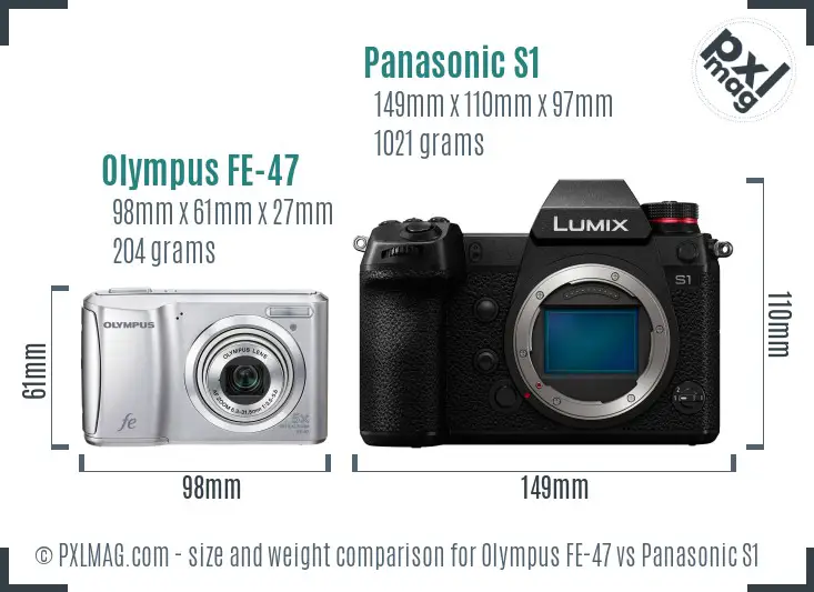 Olympus FE-47 vs Panasonic S1 size comparison