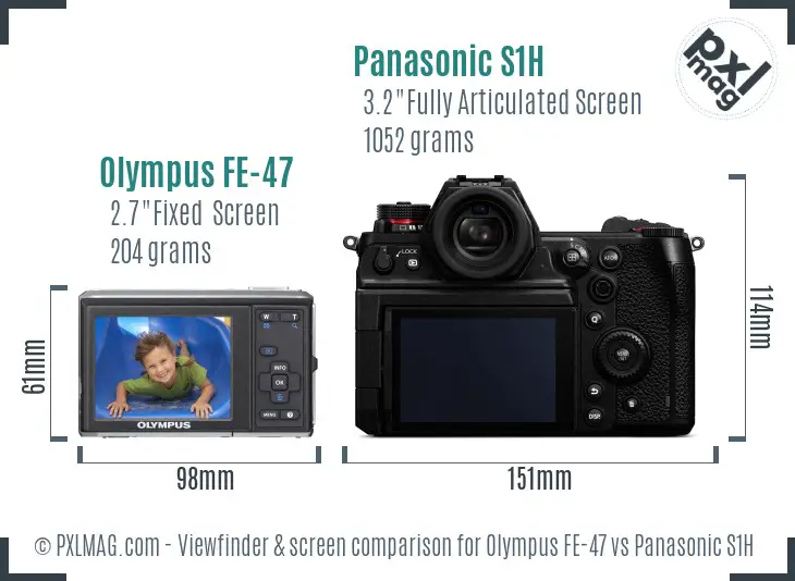 Olympus FE-47 vs Panasonic S1H Screen and Viewfinder comparison