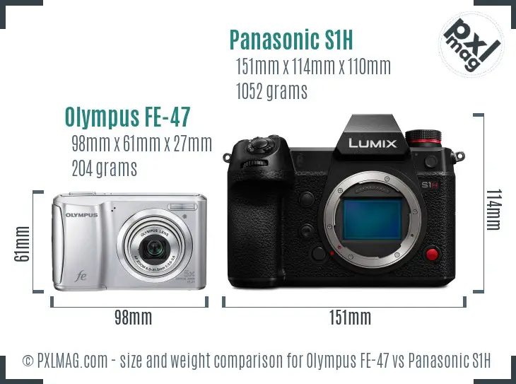 Olympus FE-47 vs Panasonic S1H size comparison