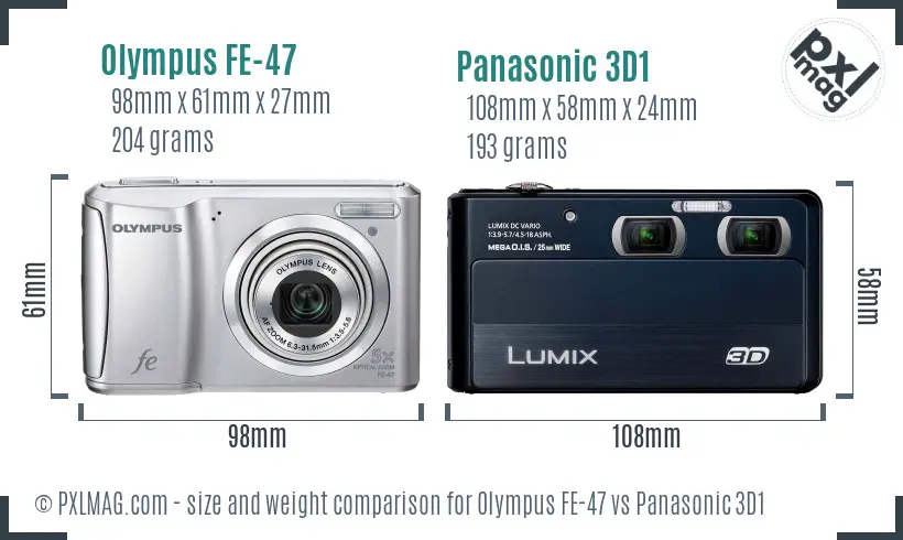 Olympus FE-47 vs Panasonic 3D1 size comparison