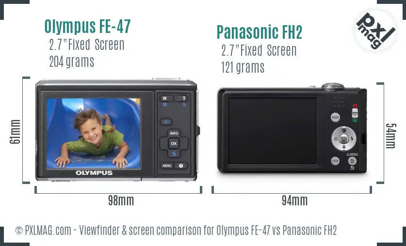 Olympus FE-47 vs Panasonic FH2 Screen and Viewfinder comparison