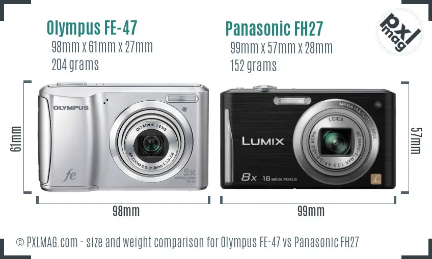 Olympus FE-47 vs Panasonic FH27 size comparison