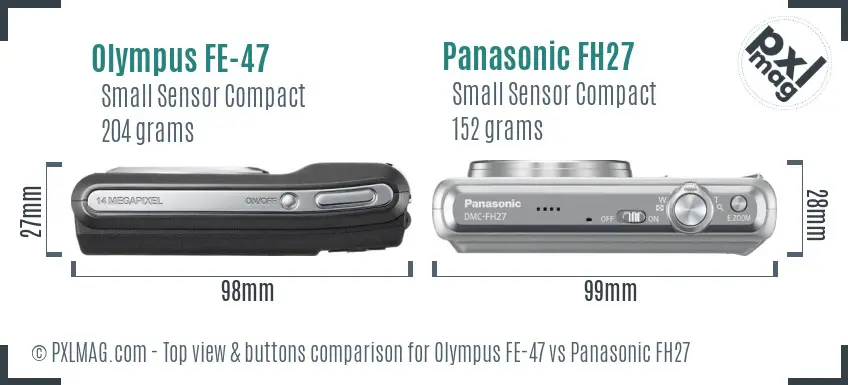 Olympus FE-47 vs Panasonic FH27 top view buttons comparison