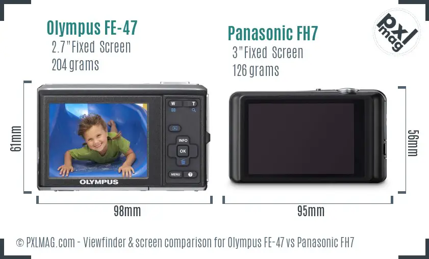 Olympus FE-47 vs Panasonic FH7 Screen and Viewfinder comparison