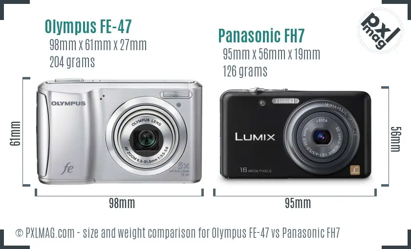 Olympus FE-47 vs Panasonic FH7 size comparison