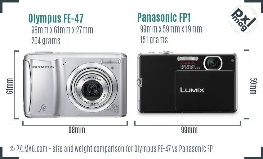 Olympus FE-47 vs Panasonic FP1 size comparison
