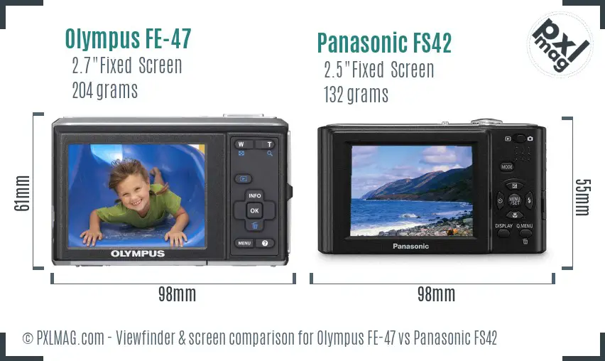 Olympus FE-47 vs Panasonic FS42 Screen and Viewfinder comparison