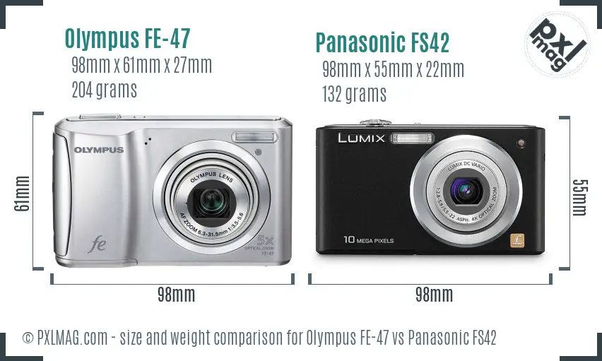 Olympus FE-47 vs Panasonic FS42 size comparison