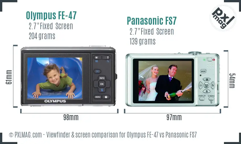 Olympus FE-47 vs Panasonic FS7 Screen and Viewfinder comparison Olympus FE-47 vs Panasonic FS7 Screen and Viewfinder comparison
