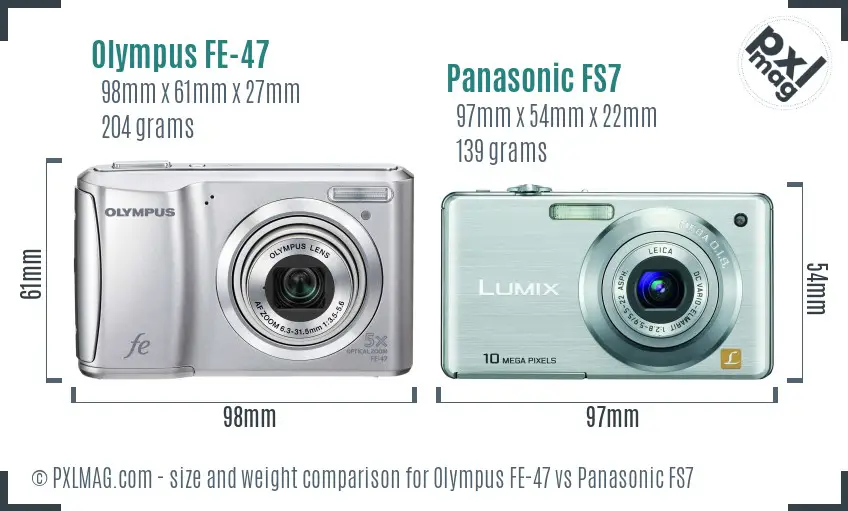 Olympus FE-47 vs Panasonic FS7 size comparison Olympus FE-47 vs Panasonic FS7 size comparison