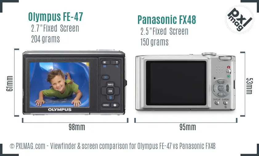 Olympus FE-47 vs Panasonic FX48 Screen and Viewfinder comparison