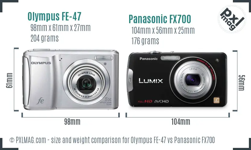 Olympus FE-47 vs Panasonic FX700 size comparison