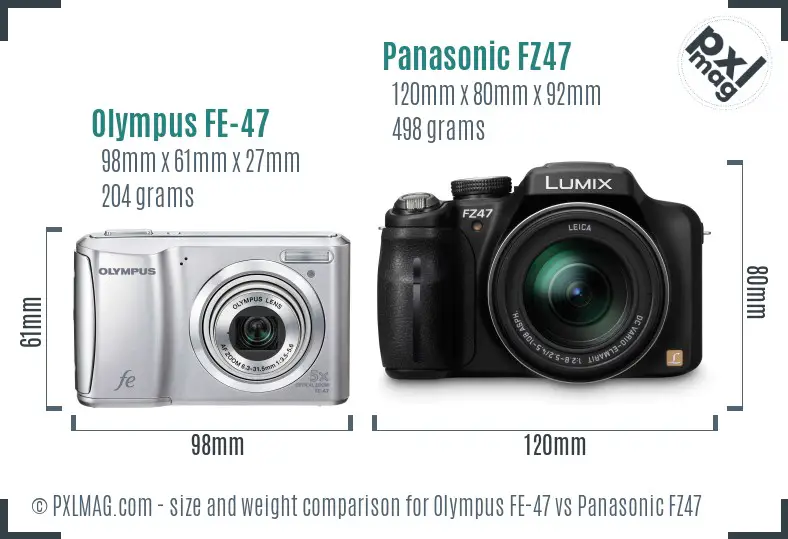 Olympus FE-47 vs Panasonic FZ47 size comparison