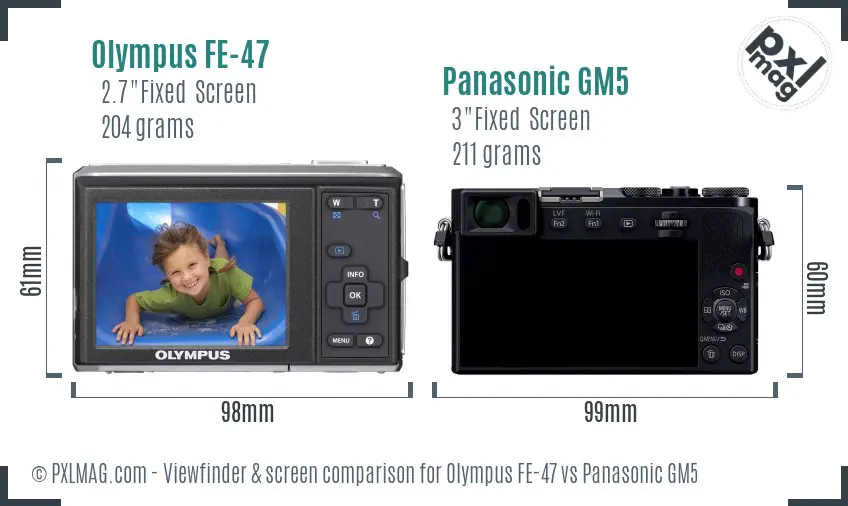 Olympus FE-47 vs Panasonic GM5 Screen and Viewfinder comparison Olympus FE-47 vs Panasonic GM5 Screen and Viewfinder comparison