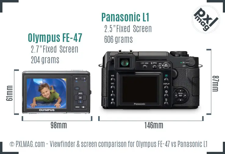Olympus FE-47 vs Panasonic L1 Screen and Viewfinder comparison