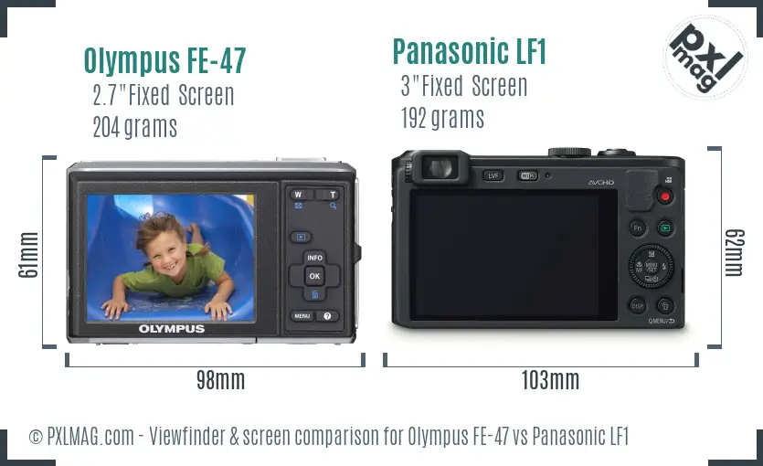 Olympus FE-47 vs Panasonic LF1 Screen and Viewfinder comparison