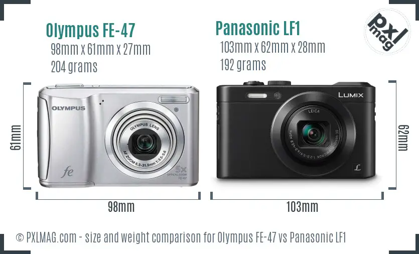 Olympus FE-47 vs Panasonic LF1 size comparison