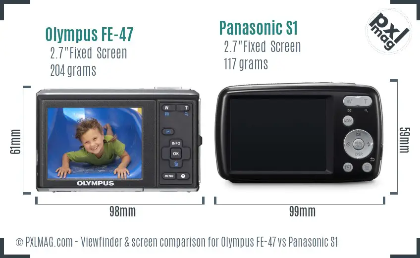 Olympus FE-47 vs Panasonic S1 Screen and Viewfinder comparison