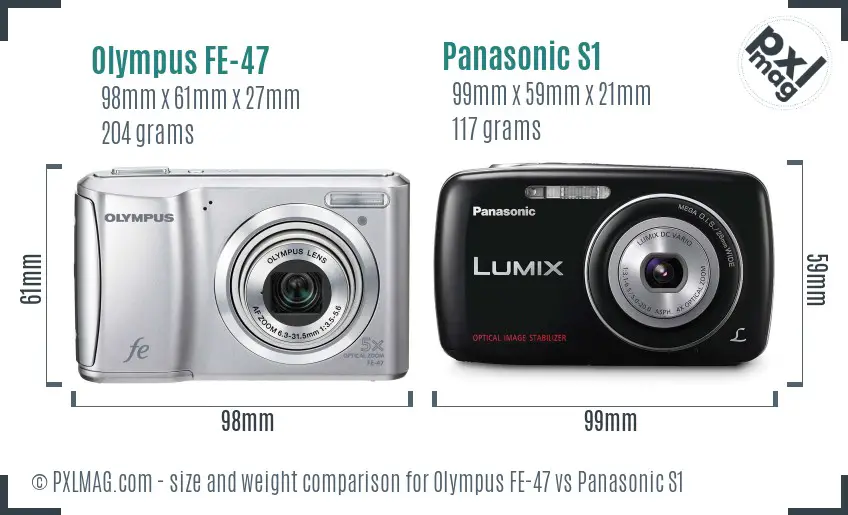 Olympus FE-47 vs Panasonic S1 size comparison