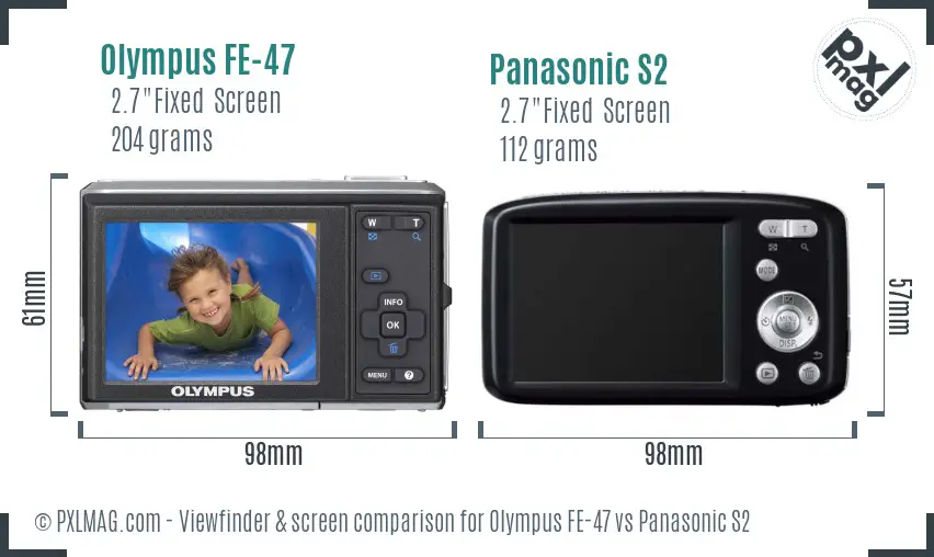 Olympus FE-47 vs Panasonic S2 Screen and Viewfinder comparison