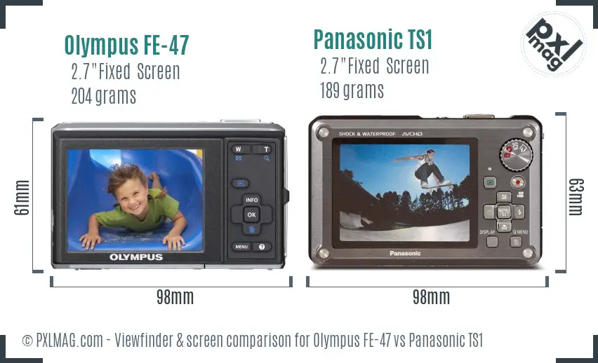 Olympus FE-47 vs Panasonic TS1 Screen and Viewfinder comparison