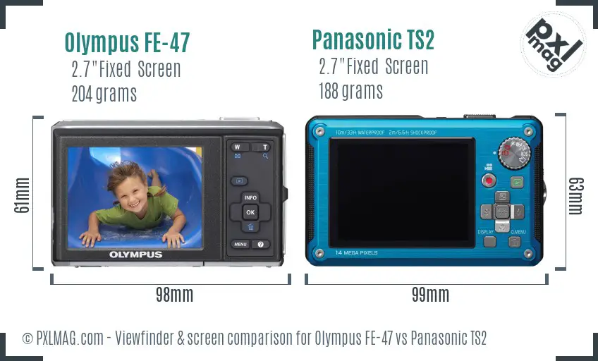 Olympus FE-47 vs Panasonic TS2 Screen and Viewfinder comparison