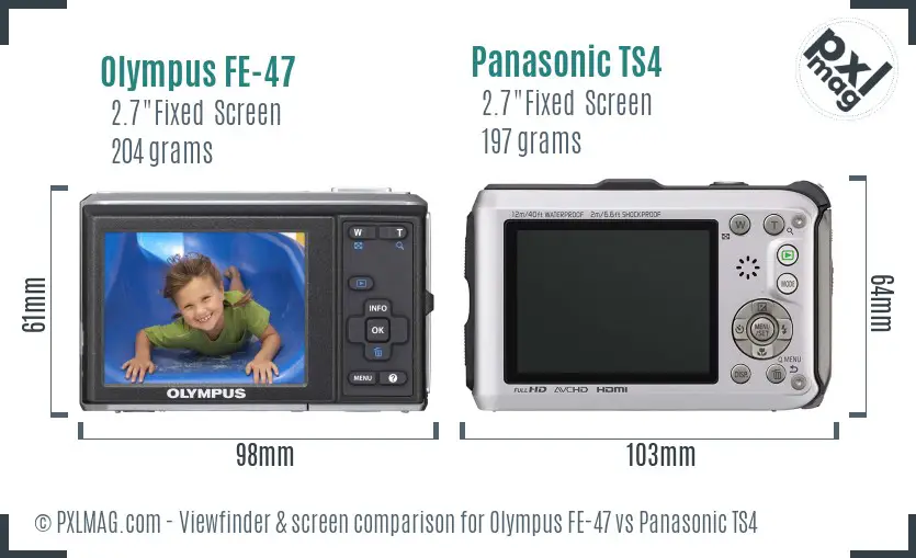 Olympus FE-47 vs Panasonic TS4 Screen and Viewfinder comparison