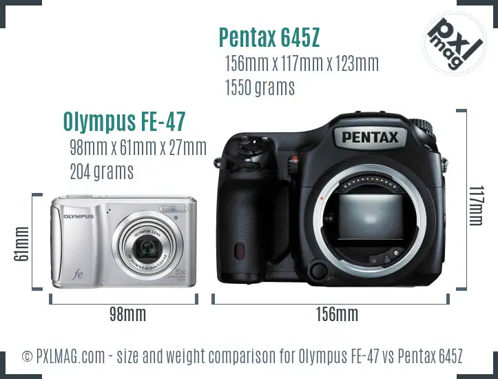Olympus FE-47 vs Pentax 645Z size comparison