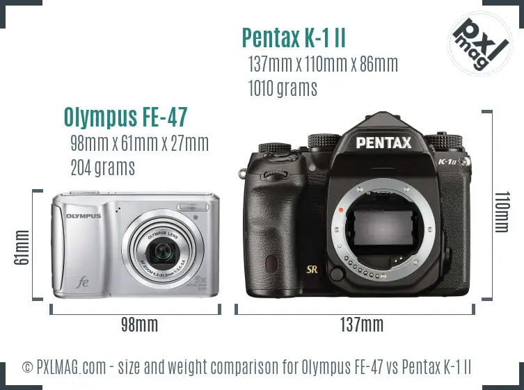 Olympus FE-47 vs Pentax K-1 II size comparison