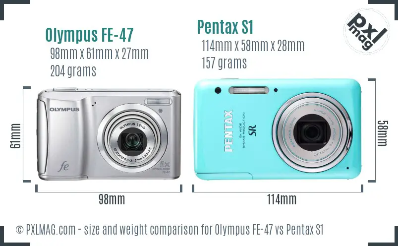 Olympus FE-47 vs Pentax S1 size comparison