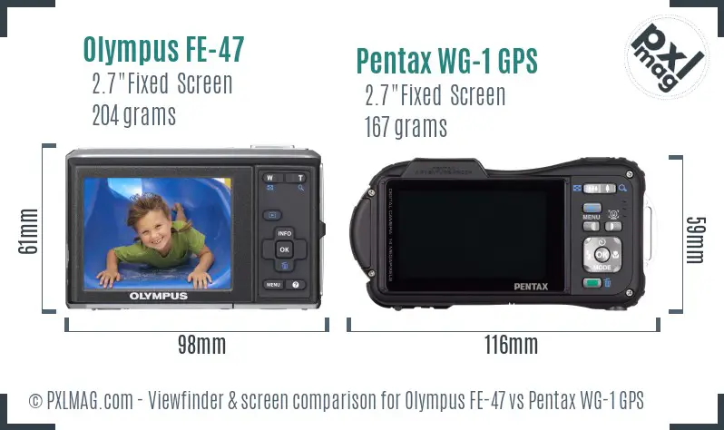 Olympus FE-47 vs Pentax WG-1 GPS Screen and Viewfinder comparison