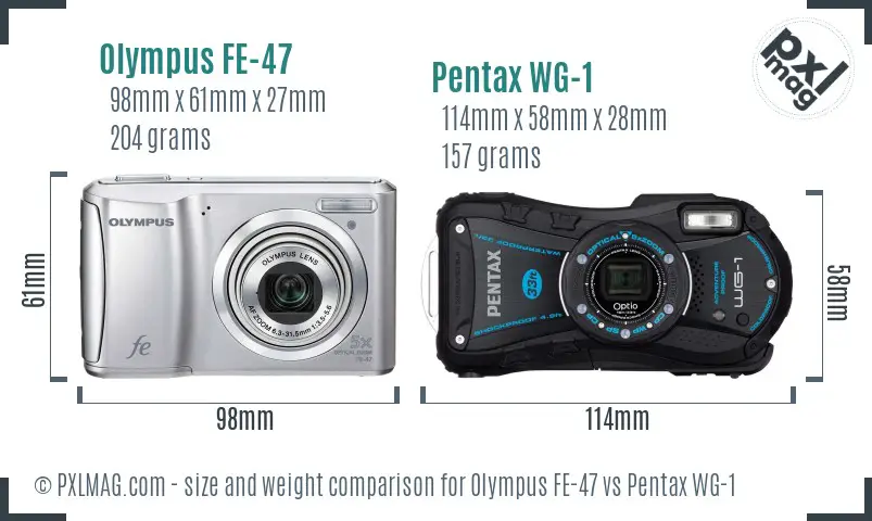 Olympus FE-47 vs Pentax WG-1 size comparison
