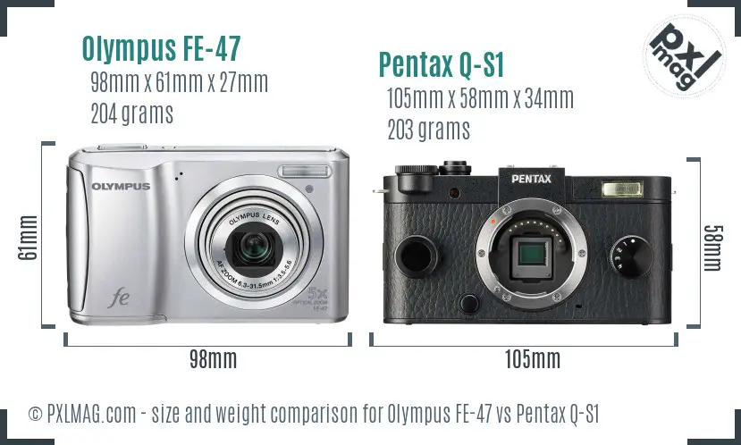 Olympus FE-47 vs Pentax Q-S1 size comparison
