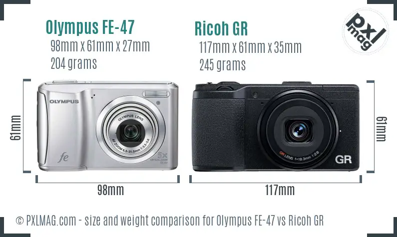 Olympus FE-47 vs Ricoh GR size comparison Olympus FE-47 vs Ricoh GR size comparison
