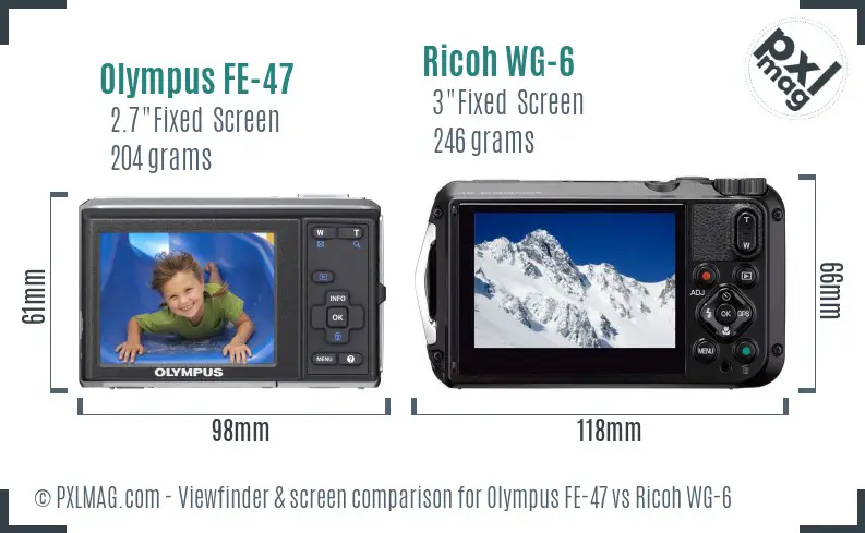 Olympus FE-47 vs Ricoh WG-6 Screen and Viewfinder comparison Olympus FE-47 vs Ricoh WG-6 Screen and Viewfinder comparison