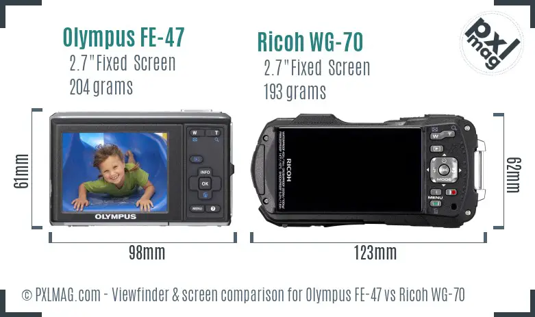 Olympus FE-47 vs Ricoh WG-70 Screen and Viewfinder comparison