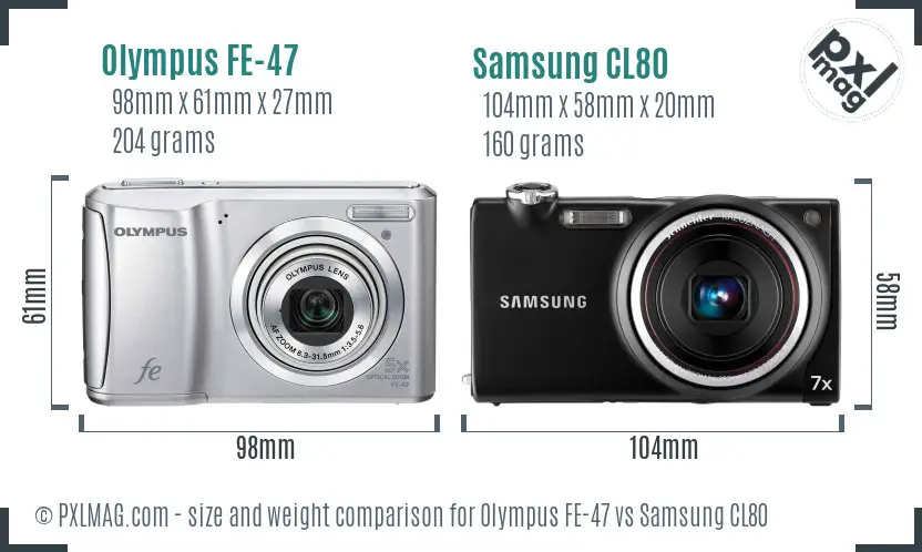 Olympus FE-47 vs Samsung CL80 size comparison Olympus FE-47 vs Samsung CL80 size comparison