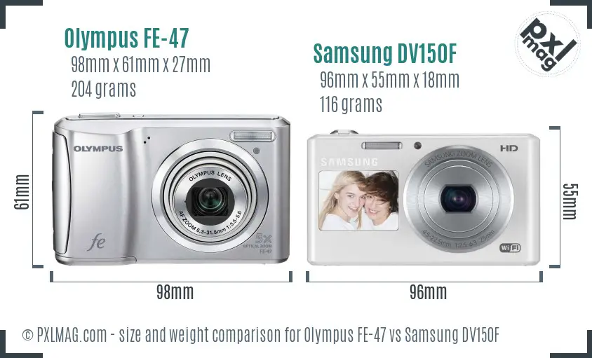 Olympus FE-47 vs Samsung DV150F size comparison Olympus FE-47 vs Samsung DV150F size comparison