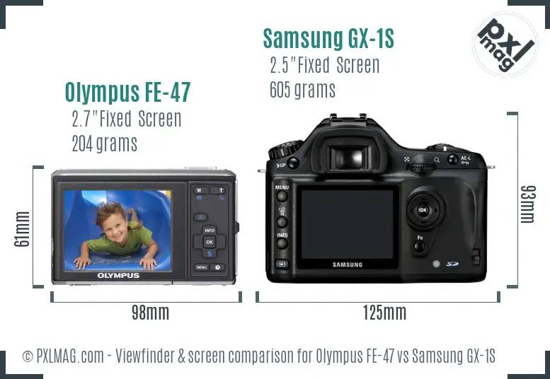 Olympus FE-47 vs Samsung GX-1S Screen and Viewfinder comparison