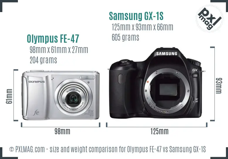 Olympus FE-47 vs Samsung GX-1S size comparison