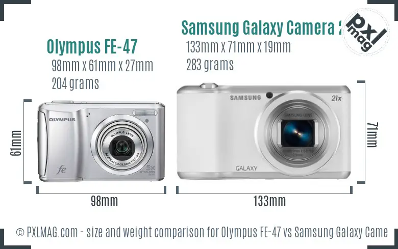Olympus FE-47 vs Samsung Galaxy Camera 2 size comparison